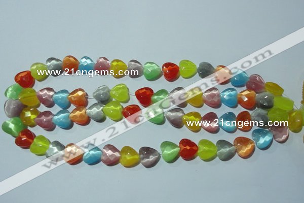 CCT973 15 inches 12*12mm faceted heart cats eye beads wholesale