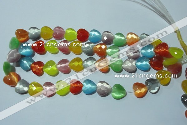 CCT980 15 inches 14*14mm faceted heart cats eye beads wholesale