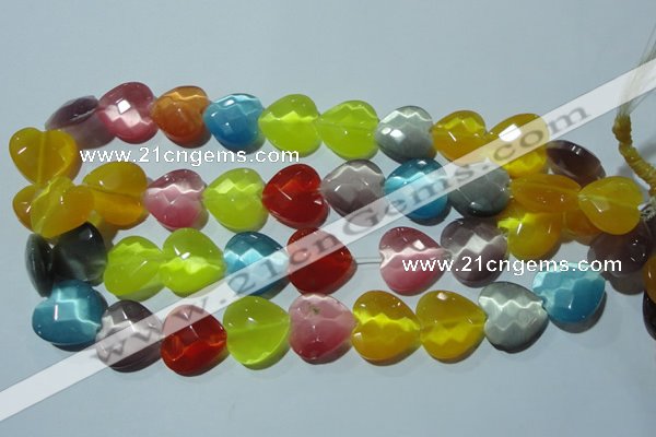 CCT992 15 inches 18*18mm faceted heart cats eye beads wholesale