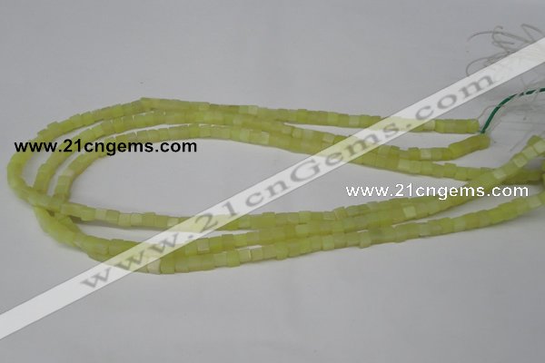 CCU03 15.5 inches 4*4mm cube olive jade beads wholesale