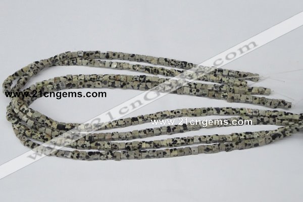 CCU04 15.5 inches 4*4mm cube dalmatian jasper beads wholesale