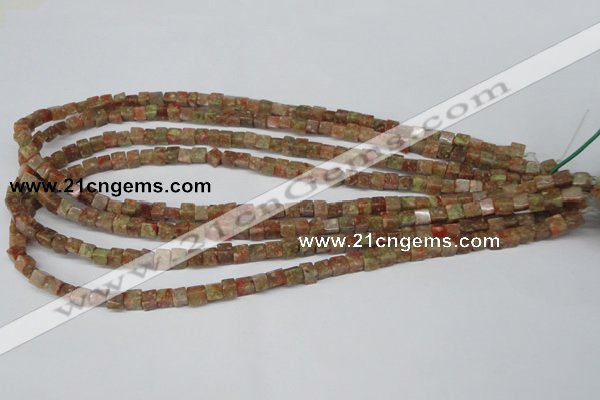 CCU05 15.5 inches 4*4mm cube New unakite beads wholesale