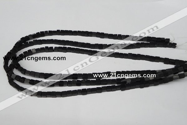 CCU09 15.5 inches 4*4mm cube black agate beads wholesale