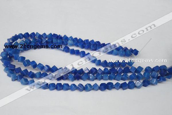 CCU101 15.5 inches 6*6mm cube dyed white jade beads wholesale