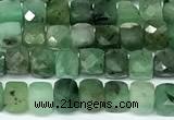 CCU1015 15 inches 4mm faceted cube emerald beads