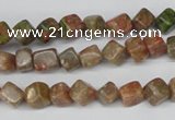 CCU103 15.5 inches 6*6mm cube New unakite beads wholesale