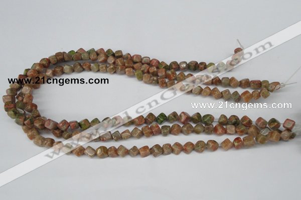 CCU103 15.5 inches 6*6mm cube New unakite beads wholesale