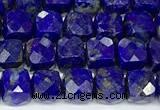 CCU1042 15 inches 6mm faceted cube lapis lazuli beads