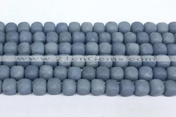 CCU1052 15 inches 8mm faceted cube blue angel skin beads