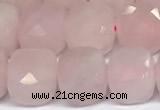 CCU1053 15 inches 8mm faceted cube rose quartz beads