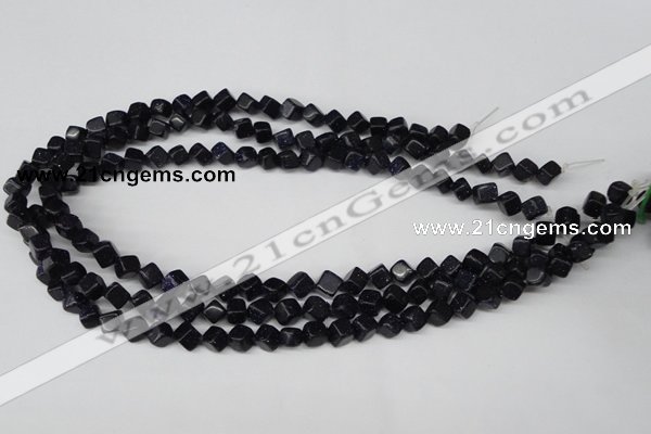 CCU106 15.5 inches 6*6mm cube blue goldstone beads wholesale