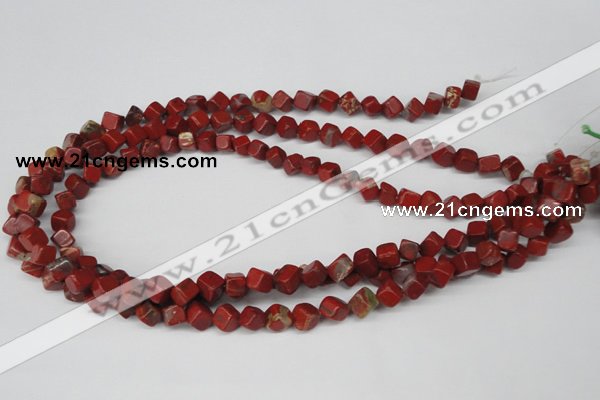 CCU108 15.5 inches 6*6mm cube red jasper beads wholesale