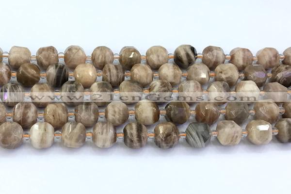 CCU1292 15 inches 9mm - 10mm faceted cube sunstone beads