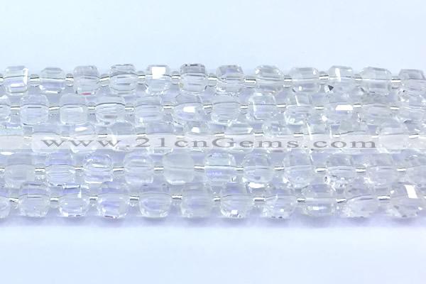 CCU1300 15 inches 9mm - 10mm faceted cube white crystal beads