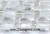 CCU1310 15 inches 7mm - 8mm faceted cube white crystal beads