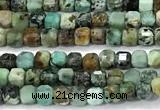 CCU1331 15 inches 2.5mm faceted cube African turquoise beads