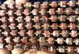 CCU1379 15 inches 6mm - 7mm faceted cube red sesame jasper beads