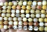 CCU1424 15 inches 6mm - 7mm faceted cube yellow aventurine jade beads