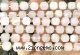 CCU1451 15 inches 8mm - 9mm faceted cube rose quartz beads