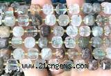 CCU1460 15 inches 8mm - 9mm faceted cube green phantom quartz beads