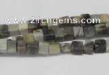 CCU16 15.5 inches 4*4mm cube silver leaf jasper beads wholesale