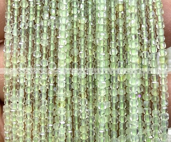 CCU1608 15 inches 2.5mm faceted cube prehnite gemstone beads
