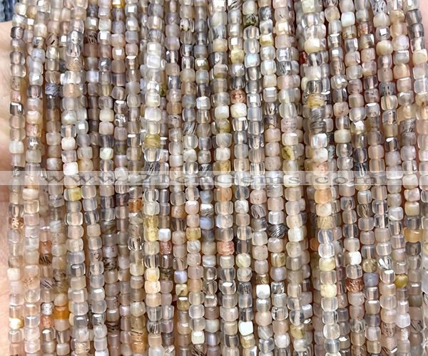 CCU1632 15 inches 2.5mm faceted cube sunstone gemstone beads