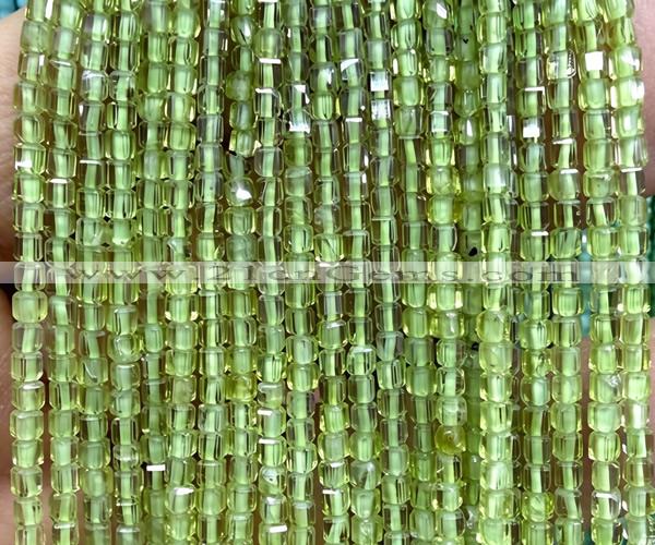 CCU1650 15 inches 2.5mm faceted cube peridot gemstone beads