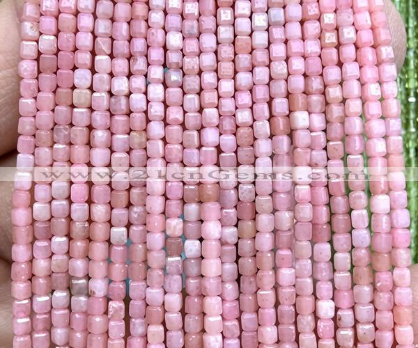 CCU1670 15 inches 2.5mm faceted cube Chinese pink opal beads
