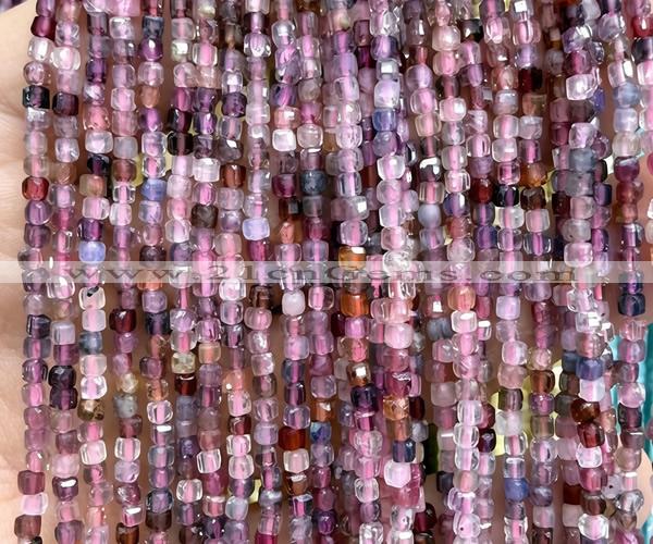CCU1675 15 inches 2.5mm faceted cube pink spinel gemstone beads