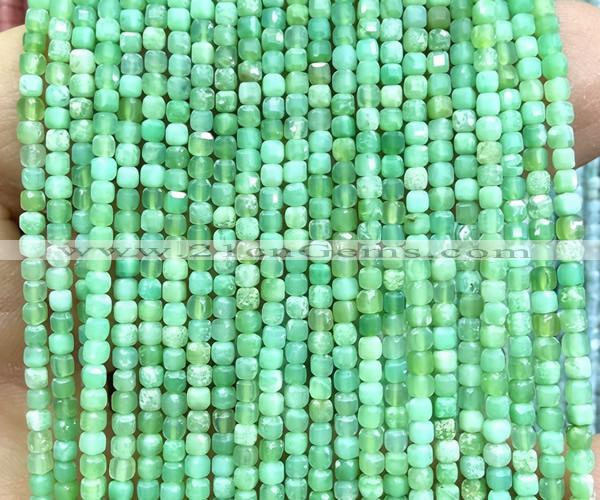 CCU1687 15 inches 2.5mm faceted cube Australia chrysoprase beads