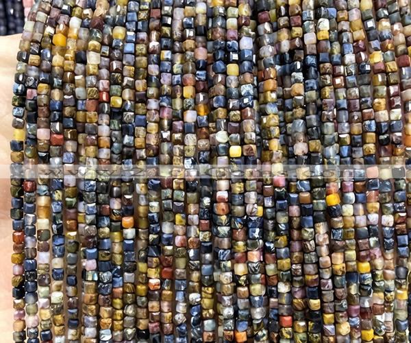 CCU1729 15 inches 2.5mm faceted cube pietersite gemstone beads