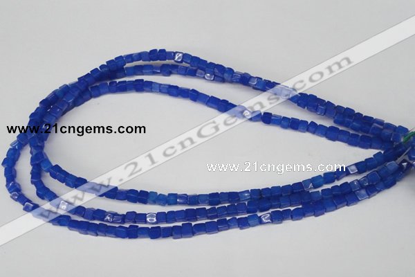 CCU18 15.5 inches 4*4mm cube dyed white jade beads wholesale