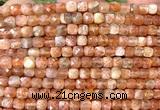CCU1834 15 inches 4mm faceted cube golden sunstone beads
