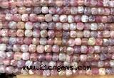 CCU1846 15 inches 4mm faceted cube plum blossom tourmaline beads