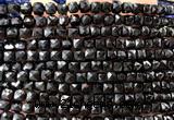 CCU1848 15 inches 4mm faceted cube black tourmaline beads