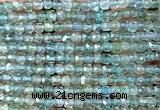 CCU1851 15 inches 4mm faceted cube bue apatite beads