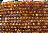 CCU1857 15 inches 4mm faceted cube orange garnet gemstone beads