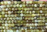 CCU1858 15 inches 4mm faceted cube green garnet gemstone beads