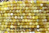CCU1869 15 inches 4mm faceted cube yellow opal gemstone beads