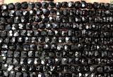 CCU1871 15 inches 4mm faceted cube black spinel gemstone beads