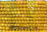 CCU1887 15 inches 4mm faceted cube yellow agate beads