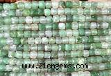 CCU1895 15 inches 4mm faceted cube green aventurine jade beads