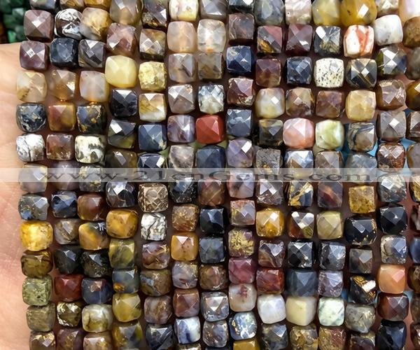 CCU1905 15 inches 4mm faceted cube pietersite gemstone beads