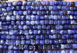 CCU1911 15 inches 4mm faceted cube sodalite gemstone beads