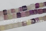 CCU23 15.5 inches 5*5mm cube rainbow fluorite beads wholesale