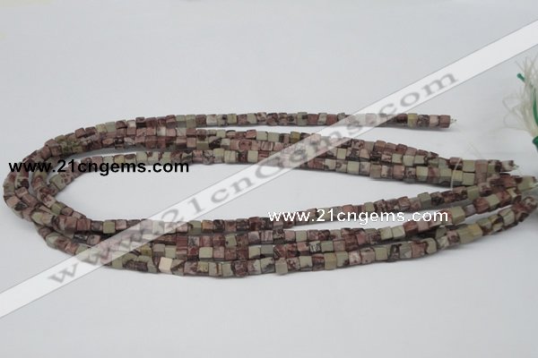 CCU24 15.5 inches 5*5mm cube red artistic jasper beads wholesale