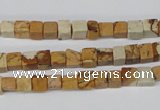 CCU29 15.5 inches 5*5mm cube picture jasper beads wholesale