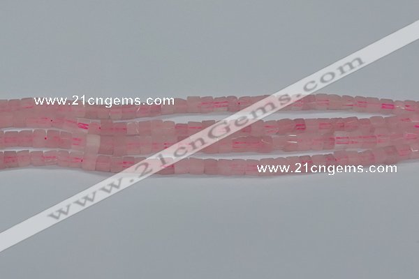CCU300 15.5 inches 4*4mm cube rose quartz beads wholesale