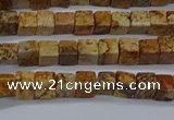 CCU309 15.5 inches 4*4mm cube picture jasper beads wholesale